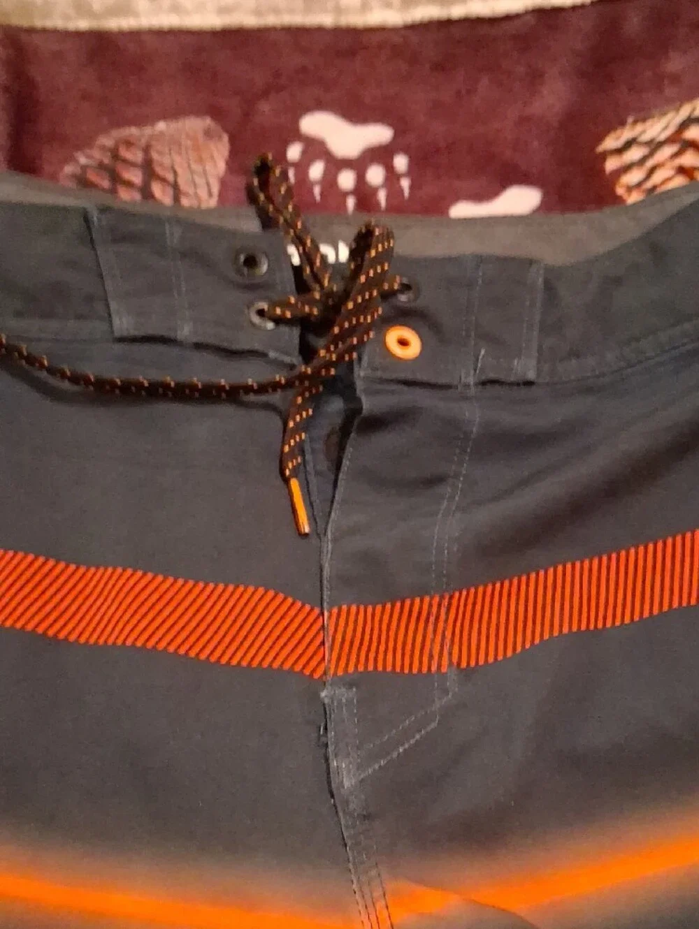 Billabong Men’s Navy, Light Blue & Orange Striped Board Shorts